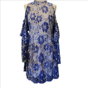 VENUS Elegant Blue Lace Dress